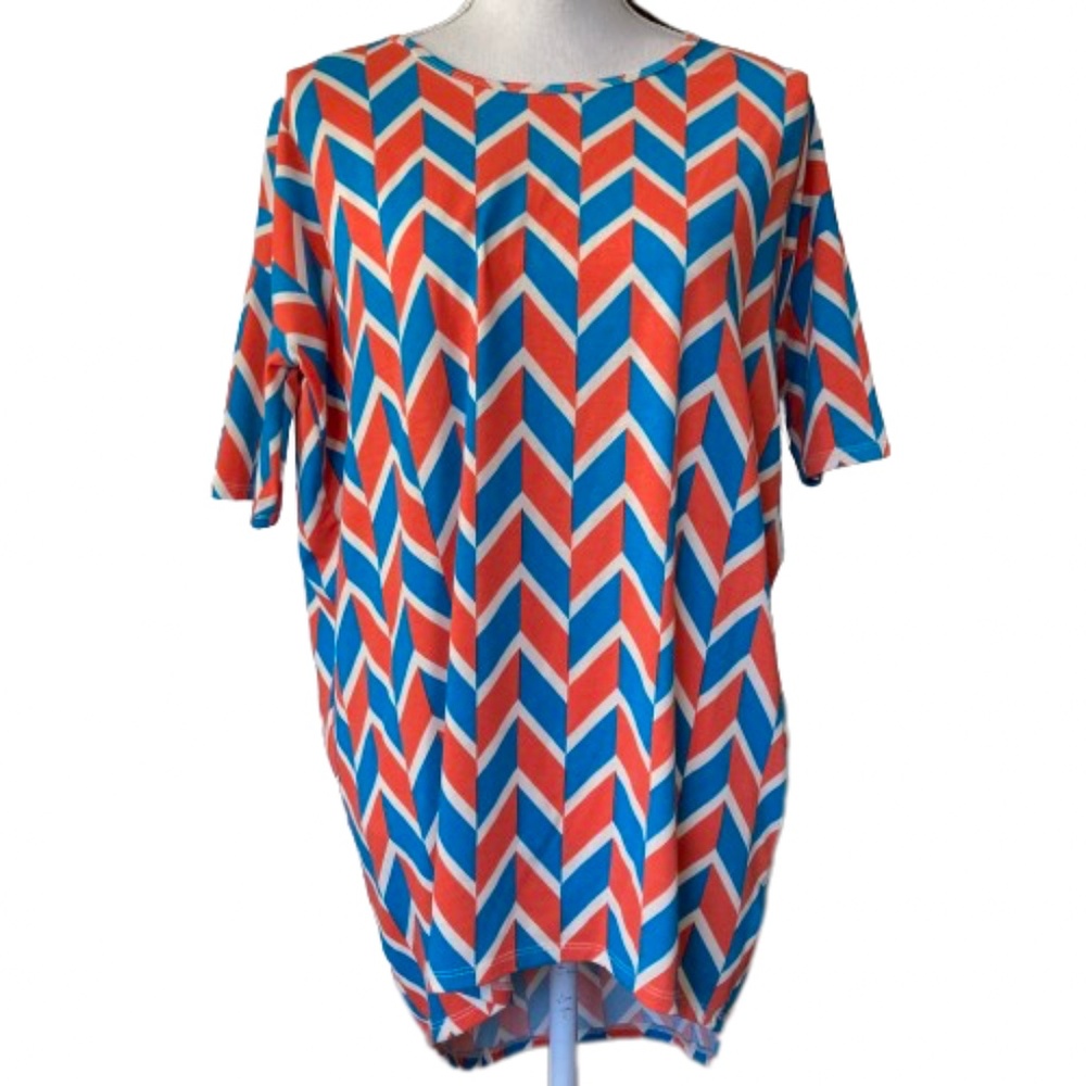 LULAROE Irma XXS Chevron pattern red and blue